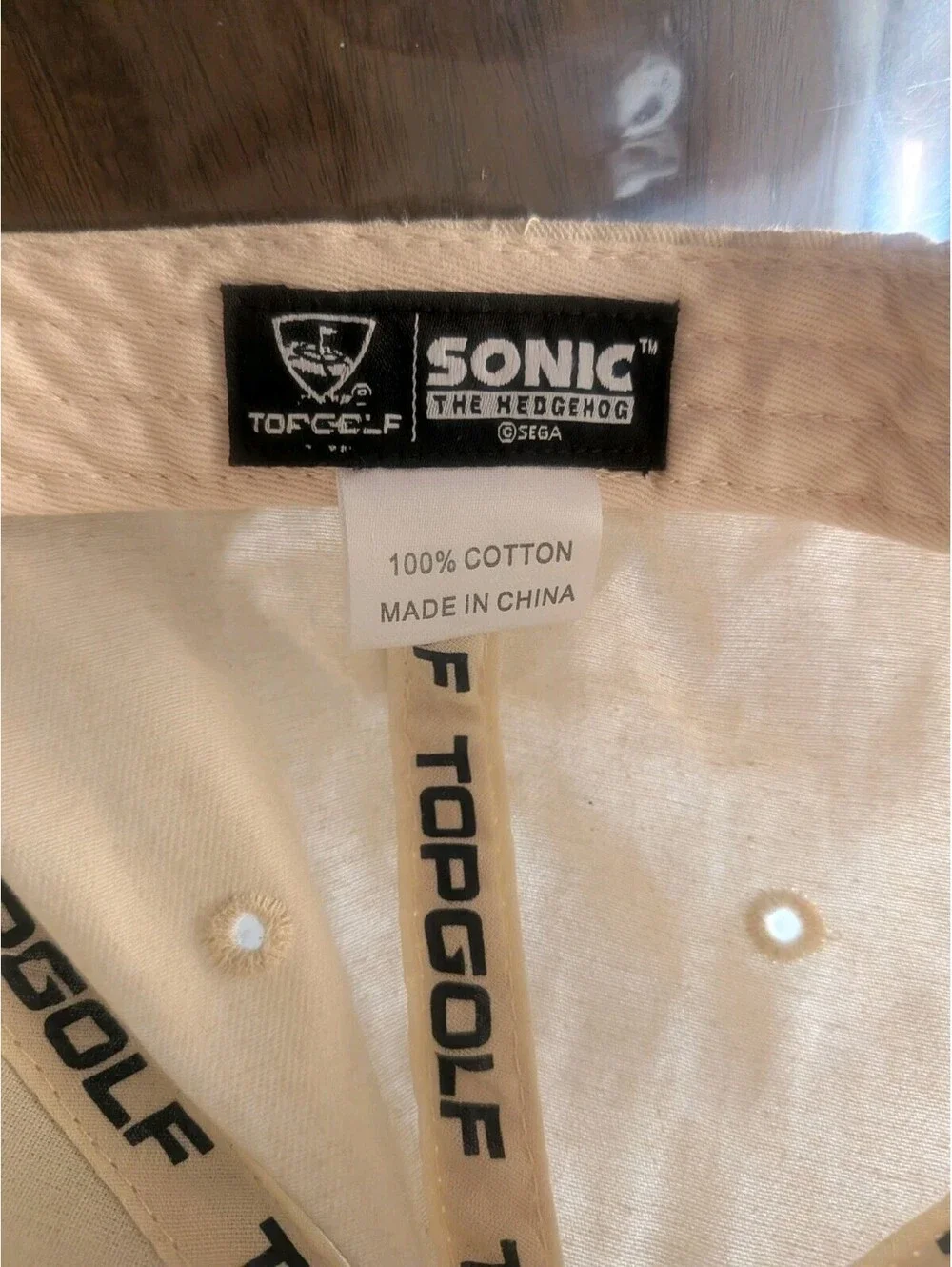Sega Sonic The Hedgehog Top Golf Hat Cap Adjustable Cream Navy Blue Rare Used